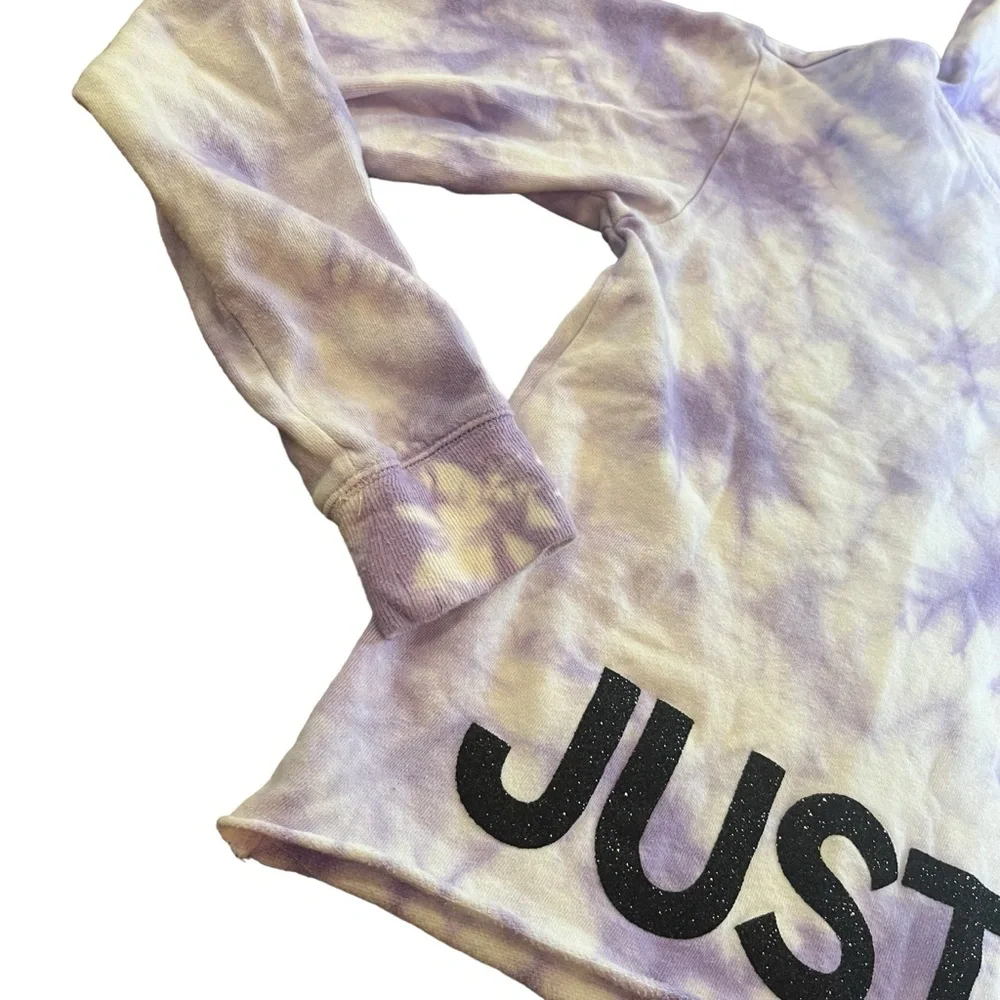 Justice Girls 12/14 Purple White‎ Tie Dye Glitter Sweatshirt Hoodie Pullover